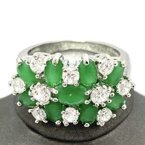 5.00 ctw Emerald and White Sapphire Ring